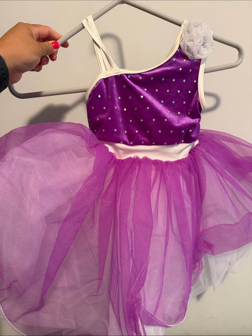 Weissman Purple Tulle Sparkle Dance Costume with Cream Trim